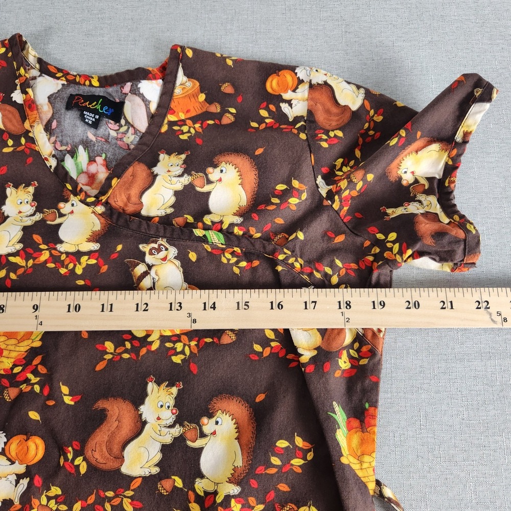 Lot 4 Women Scrub Tops Landau Peaches UA Scrubs Animal Print XS S Dog Cat Bunny - Picture 9 of 13